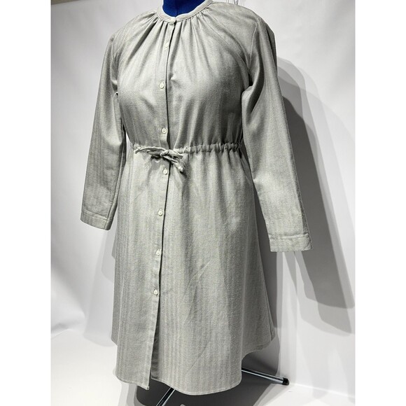 Gallego Desportes Gray Wool Oversized Victorian Style Long Sleeve Dress Women M - Picture 3 of 15